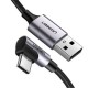 Дата кабель USB 2.0 AM to USB-C 1.0m US284 Angled Alum. Braid Black Ugreen (50941)