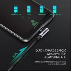 Дата кабель USB 2.0 AM to USB-C 1.0m US284 Angled Alum. Braid Black Ugreen (50941) - Фото