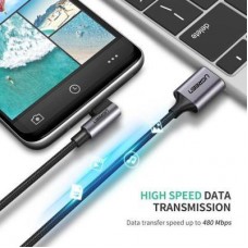 Дата кабель USB 2.0 AM to USB-C 1.0m US284 Angled Alum. Braid Black Ugreen (50941) - Фото