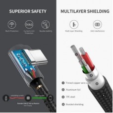 Дата кабель USB 2.0 AM to USB-C 1.0m US284 Angled Alum. Braid Black Ugreen (50941) - Фото