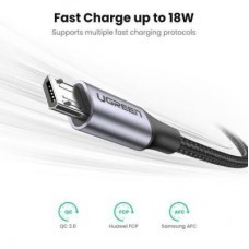 Дата кабель USB 2.0 AM to Micro 5P 1.0m US290 Aluminum Braid Black Ugreen (60146) - Фото