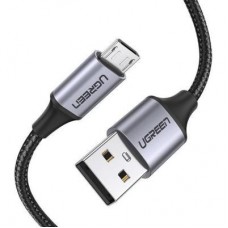 Дата кабель USB 2.0 AM to Micro 5P 2.0m US290 Aluminum Braid Black Ugreen (60148) - Фото