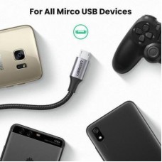 Дата кабель USB 2.0 AM to Micro 5P 2.0m US290 Aluminum Braid Black Ugreen (60148) - Фото