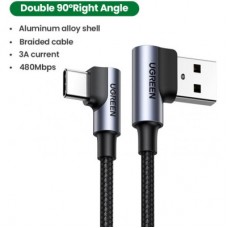 Дата кабель USB 2.0 AM to Type-C 1.0m US176 Both Angled 3A (Black) Ugreen (20856) - Фото