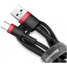 Дата кабель USB 2.0 AM to USB-C 3.0m 3A red-black Baseus (CATKLF-U91) - Фото