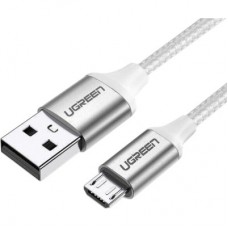Дата кабель USB 2.0 AM to Micro 5P 2.0m US290 3A 18W Nickel Plating White Ugreen (60153) - Фото