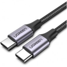 Дата кабель USB-C to USB-C 2.0m US261 18W Round Cable Nickel Plating Aluminum Shell Black Ugreen (50152) - Фото