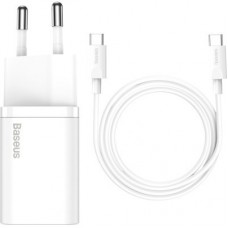 Зарядний пристрій Baseus 1xUSB 25 W (USB-C) + Cable Type-C white (TZCCSUP-L02) - Фото