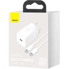 Зарядний пристрій Baseus 1xUSB 25 W (USB-C) + Cable Type-C white (TZCCSUP-L02) - Фото