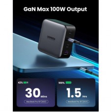 Зарядний пристрій Ugreen 4xUSB 100 W GAN (USB-A+3*USB-C) Tech Fast Charger CD226 Grey (90575) - Фото
