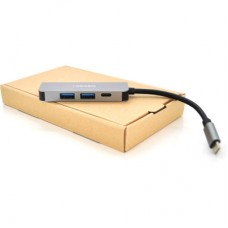 Концентратор VEGGIEG USB-C 4-in-1 USB-C + 2xUSB 3.0 + HDMI 0.1m silver (TC04) - Фото