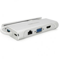 Концентратор VEGGIEG USB-C 5-in-1 USB-C + 3xUSB 3.0 + HDMI + RJ45 0.1m silver (TC07-S) - Фото