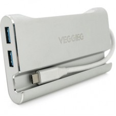 Концентратор VEGGIEG USB-C 5-in-1 USB-C + 3xUSB 3.0 + HDMI + RJ45 0.1m silver (TC07-S) - Фото