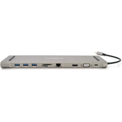 Концентратор VEGGIEG USB-C 8-in-1 USB-C + 3xUSB 3.0 + HDMI + VGA + 3.5mm + SD/TF + RJ45 0.1m silver (TC10)