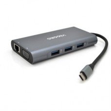 Концентратор VEGGIEG USB-C 7-in-1 USB-C + 3xUSB 3.0 + HDMI + VGA + SD/TF + RJ45 0.1m silver (TC10-U) - Фото