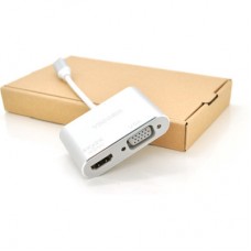 Концентратор VEGGIEG USB-C 2-in-1 HDMI + VGA 0.1m silver (TC02) - Фото