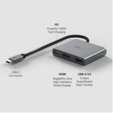 Концентратор TP-Link USB-C 3-in-1 1xUSB 3.0 + 1xUSB-C PD 100W + 1xHDMI (UH3020C) - Фото
