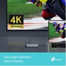 Концентратор TP-Link USB 3.0 6-in-1 2xUSB 3.0 + 1xUSB-C + 1xHDMI + 1xRJ45 + PD 100W (UH6120C) - Фото