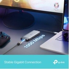Концентратор TP-Link USB 3.0 6-in-1 2xUSB 3.0 + 1xUSB-C + 1xHDMI + 1xRJ45 + PD 100W (UH6120C) - Фото