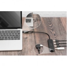 Концентратор Digitus USB-C + USB-A to 4xUSB-A 0.2m black (DA-70235) - Фото