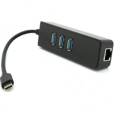 Концентратор Voltronic USB-C to 3xUSB 3.0 + RJ45 1000Mbps black (YT-TCA3H3+Et-W) - Фото