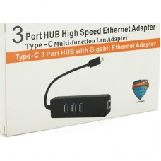 Концентратор Voltronic USB-C to 3xUSB 3.0 + RJ45 1000Mbps black (YT-TCA3H3+Et-W) - Фото