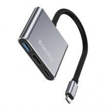Концентратор ColorWay USB-C 3-in-1 USB 3.0 + HDMI 4K + USB-C PD100W (CW-HUB08) - Фото