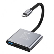 Концентратор ColorWay USB-C 3-in-1 USB 3.0 + HDMI 4K + USB-C PD100W (CW-HUB08) - Фото