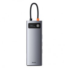 Концентратор Baseus USB3.1 Type-C to USB C(PD)100W/HDMI 4K 30Hz/VGA/USB3.2/RJ45/SD+TF,9in1 Grey (CAHUB-CU0G) - Фото