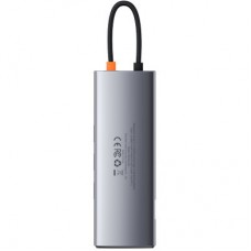 Концентратор Baseus USB3.1 Type-C to USB C(PD)100W/HDMI 4K 30Hz/VGA/USB3.2/RJ45/SD+TF,9in1 Grey (CAHUB-CU0G) - Фото