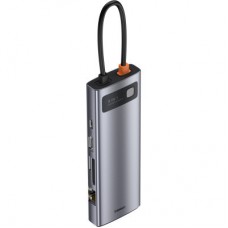 Концентратор Baseus USB3.1 Type-C to USB C(PD)100W/HDMI 4K 30Hz/VGA/USB3.2/RJ45/SD+TF,9in1 Grey (CAHUB-CU0G) - Фото