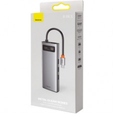Концентратор Baseus USB3.1 Type-C to USB C(PD)100W/HDMI 4K 30Hz/VGA/USB3.2/RJ45/SD+TF,9in1 Grey (CAHUB-CU0G) - Фото