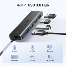 Концентратор Ugreen USB 3.0 to 4хUSB 3.0 0.15m Space Gray CM219 (25851) - Фото