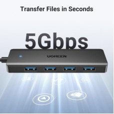 Концентратор Ugreen USB 3.0 to 4хUSB 3.0 0.15m Space Gray CM219 (25851) - Фото