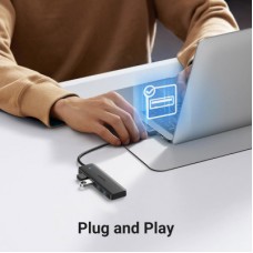 Концентратор Ugreen USB 3.0 to 4хUSB 3.0 0.15m Space Gray CM219 (25851) - Фото