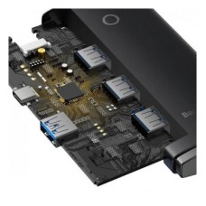 Концентратор Baseus USB 3.0 to 4xUSB 3.0 1.0m black (WKQX030101) - Фото