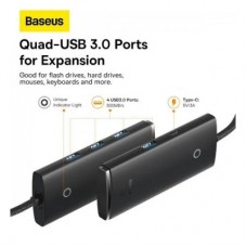 Концентратор Baseus USB 3.0 to 4xUSB 3.0 1.0m black (WKQX030101) - Фото