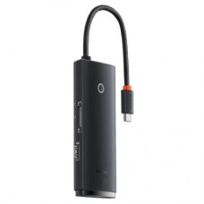 Концентратор Baseus USB-C 6-in-1 HDMI + 2xUSB 3.0 + USB-C + SD/TF black (WKQX050001) - Фото