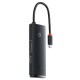 Концентратор Baseus USB-C 6-in-1 HDMI + 2xUSB 3.0 + USB-C + SD/TF black (WKQX050001)