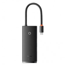 Концентратор Baseus USB-C 6-in-1 HDMI + 2xUSB 3.0 + USB-C + SD/TF black (WKQX050001) - Фото