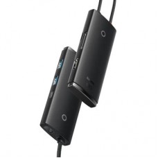Концентратор Baseus USB-C 6-in-1 HDMI + 2xUSB 3.0 + USB-C + SD/TF black (WKQX050001) - Фото