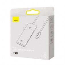 Концентратор Baseus USB-C to 4xUSB 3.0 1.0m black (WKQX030401) - Фото