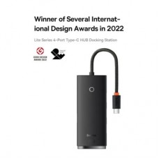 Концентратор Baseus USB-C to 4xUSB 3.0 1.0m black (WKQX030401) - Фото