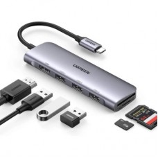 Концентратор Ugreen USB-C to 3xUSB 3.0 + HDMI + SD/TF CM195 gray (70410) - Фото