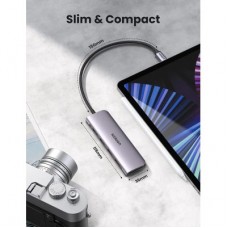 Концентратор Ugreen USB-C to 3xUSB 3.0 + HDMI + SD/TF CM195 gray (70410) - Фото