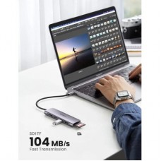 Концентратор Ugreen USB-C to 3xUSB 3.0 + HDMI + SD/TF CM195 gray (70410) - Фото