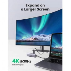 Концентратор Ugreen USB-C to 3xUSB 3.0 + HDMI + SD/TF CM195 gray (70410) - Фото