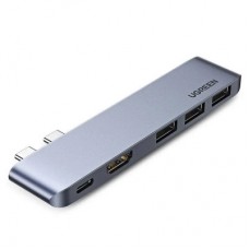 Концентратор Ugreen 2xUSB-C to 3xUSB 3.0 + HDMI + USB-C CM251 gray (60559) - Фото