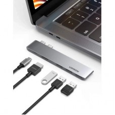 Концентратор Ugreen 2xUSB-C to 3xUSB 3.0 + HDMI + USB-C CM251 gray (60559) - Фото