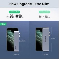 Концентратор Ugreen 2xUSB-C to 3xUSB 3.0 + HDMI + USB-C CM251 gray (60559) - Фото